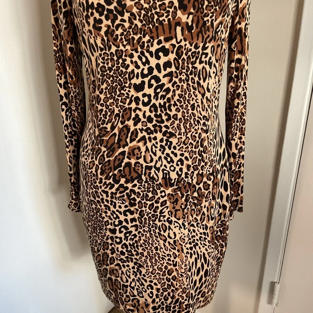 Bar III Women's Cheetah-Print Long-Sleeve Bodycon Dress - Picture 5 of 7